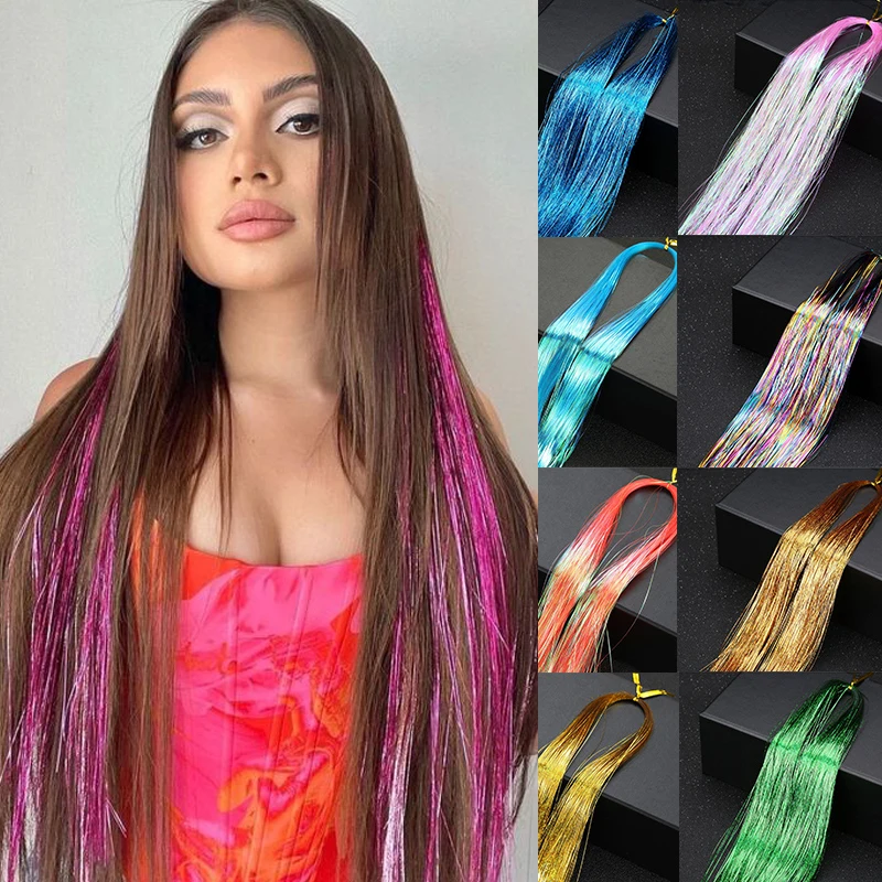 5 Pcs Hair Tinsel Kit with Tools and Beads Easy to Use 1000 Strands  48Inches Glitter Tinsel Hair Extension, Easy to Install Glitter Tinsel Hair  Extensions for Women and Girls, Sparkling Braiding