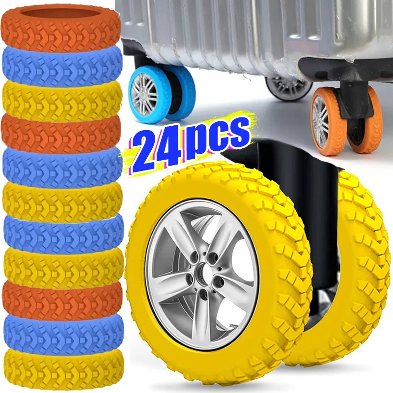수하물용 실리콘 휠 보호대, 두꺼운 질감, 소음 감소, 여행 수하물 휠 커버, 수하물 액세서리, 2 개 24 개 