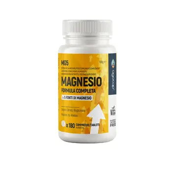 Magnesio, Integratore Alimentare da 5 fonti per Muscoli, Energia e Sistema Nervoso, 180 compresse