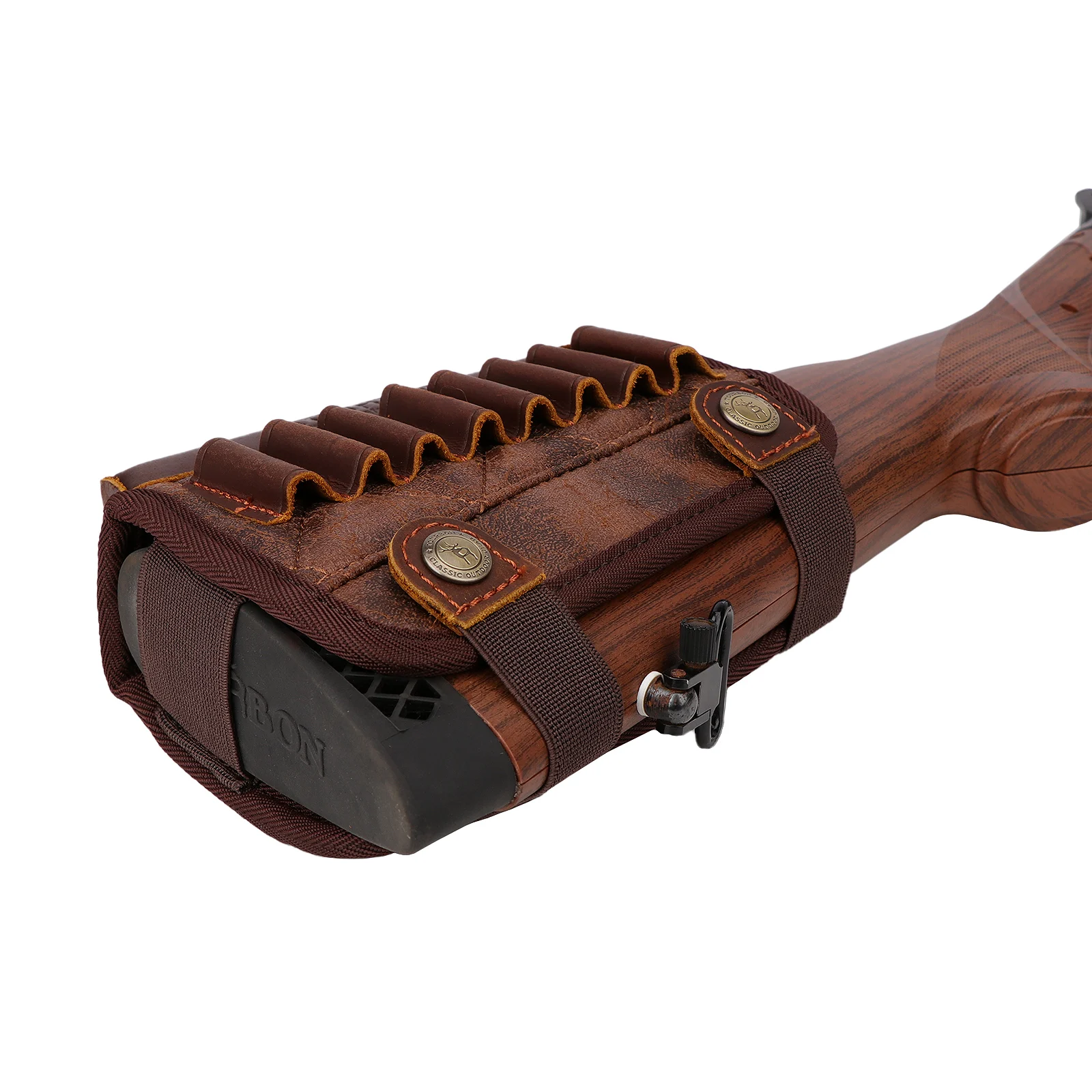 Tourbon Pu & Leder Pistole Buttstock Wangen auflage Riser mit Gewehr patronen. 308win.30-06.30-30 Munition halter Jagd zubehör – Detail 15