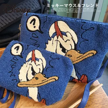 MINISO 디즈니 여성용 핸드백, 레트로 도널드 덕 자수 PU 가죽, 메신저 백, 클러치 미니 백, 패션