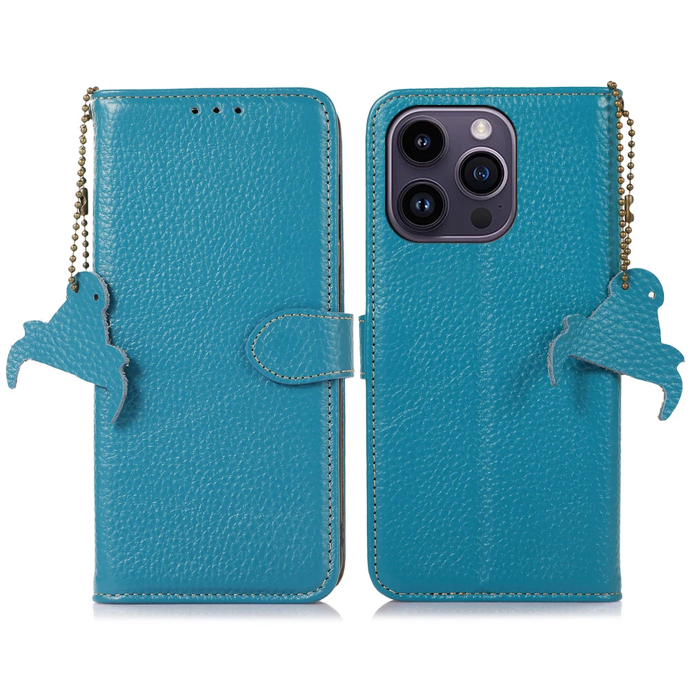 Handmade Genuine Cowhide Leather Flip Case with RFID Anti-theft Magnetic Wallet Cover