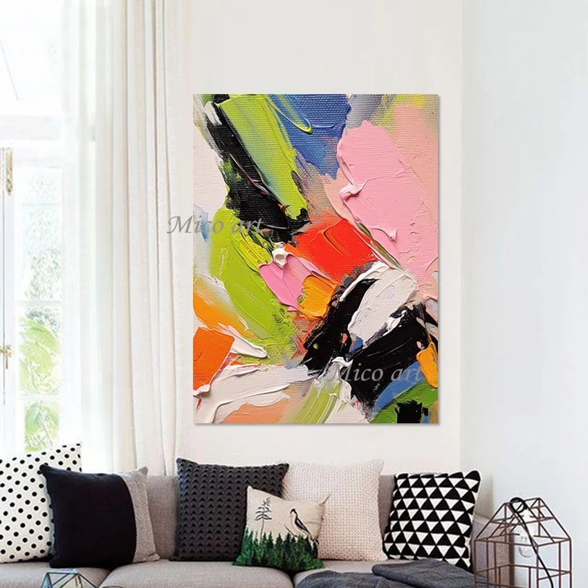

Acrylic Art Handmade Modern Abstract Kindergarten Wall Decoration No Framed Canvas Picture Colorful Texture Design Oil Painting