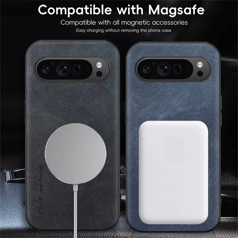 Magnetic Leather Shockproof Phone Case with MagSafe Functionality