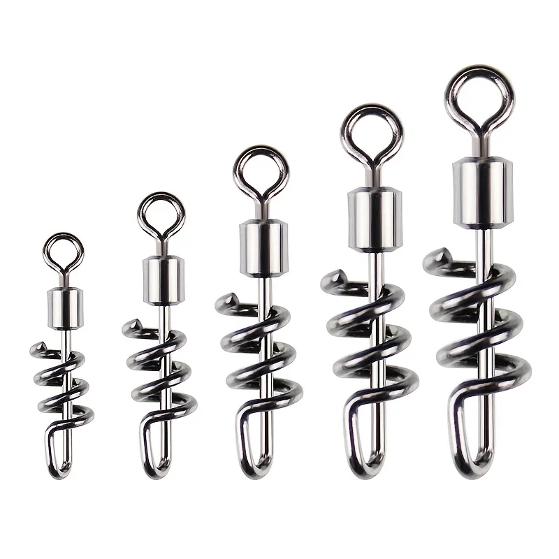 

50pcs Fishing Barrel Swivels - High Strength Stainless Steel Cork Screw Snaps for Saltwater & Freshwater Luring