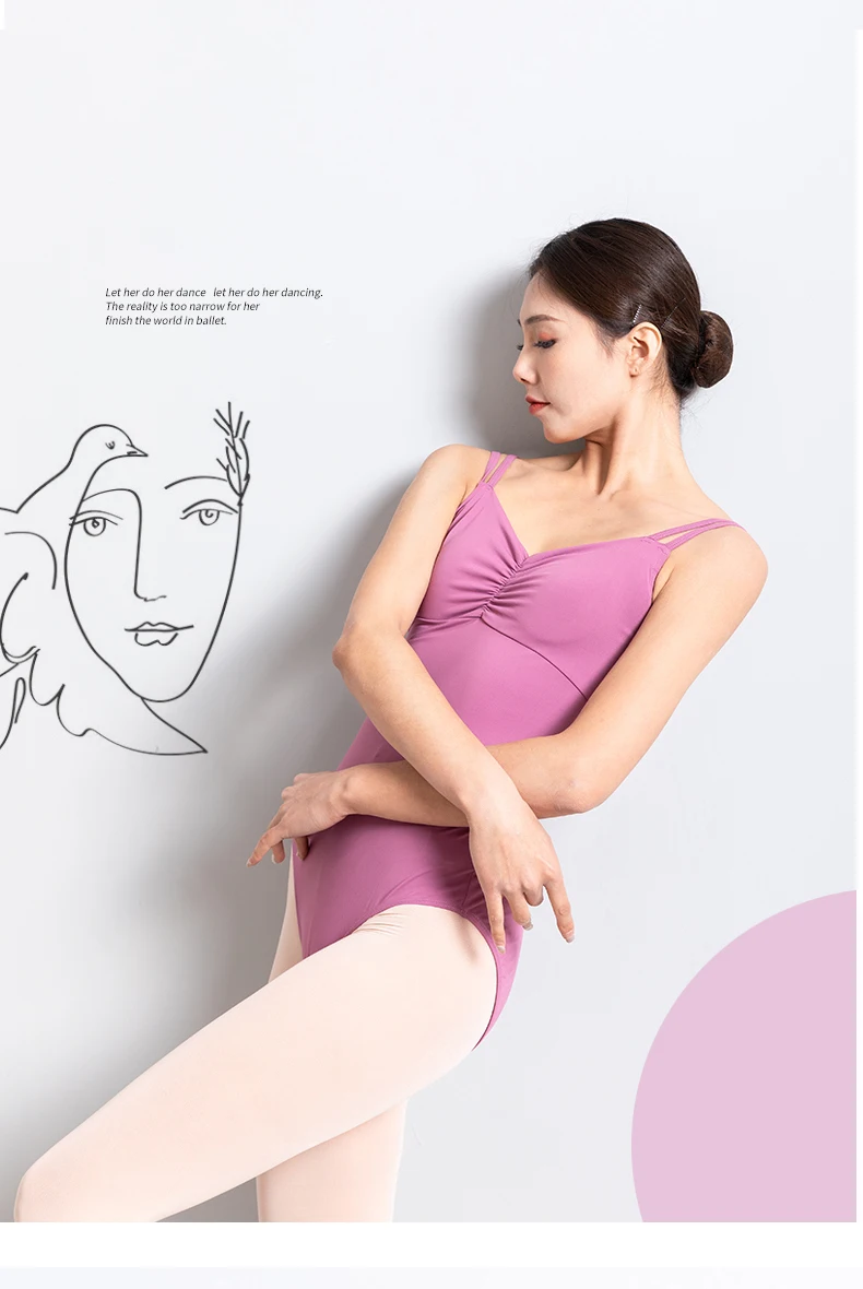 Strumpfhosen, Doppelte Hosenträger, Ballett-Einteiler, Übungs-Bodysuit, Kunsttest, Großer Rückenausschnitt und hoher Schritt, Sexy Übungsanzug, Ad – Detail 11