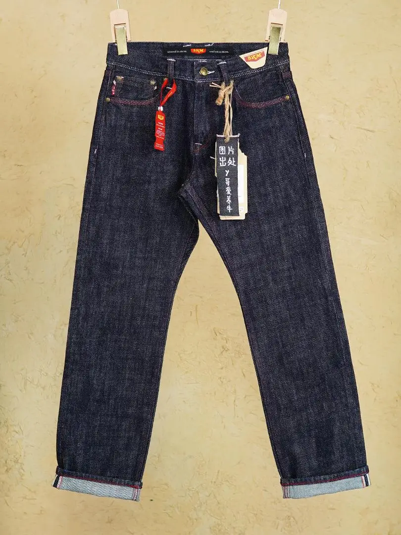 Autumn Winter Heavyweight 19oz Ounce Red Selvedge Denim Jeans for Men American Vintage Mid Waist Casual Straight Pants 501 5KM 4