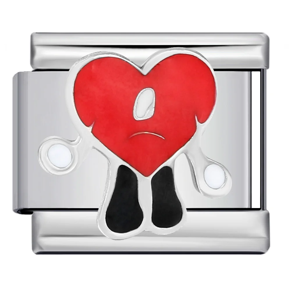 클래식 레드 시리즈 플라워 하트 와인 컵 칠리 나비 이탈리아 스테인레스 스틸 매력 링크 맞는 9mm 쥬얼리 DIY 팔찌 만들기