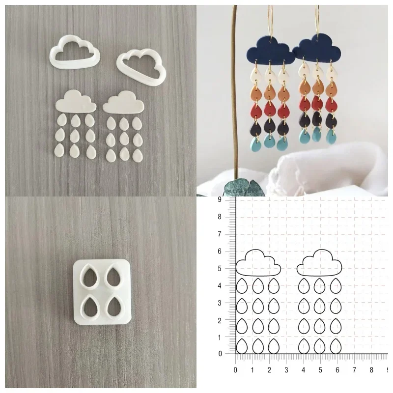 Polymer Clay Molds Pinwheel Contour/Cloud Water Drop Pottery Mold for Earrings Jewelry Decoration Making Clay Cutters polymer clay tools,pottery tools,clay sculpting tools,pottery sculpting tools,clay craft tool