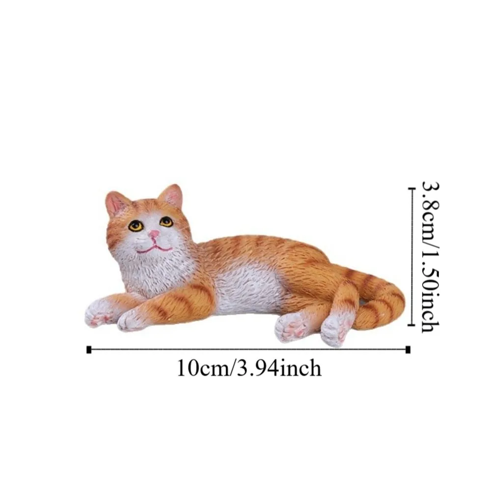 Creative Miniature Cat Ornament Cartoon Simulation Cat Pet Model Kitten Model Resin Lying Cat Statue Office Desk Decor