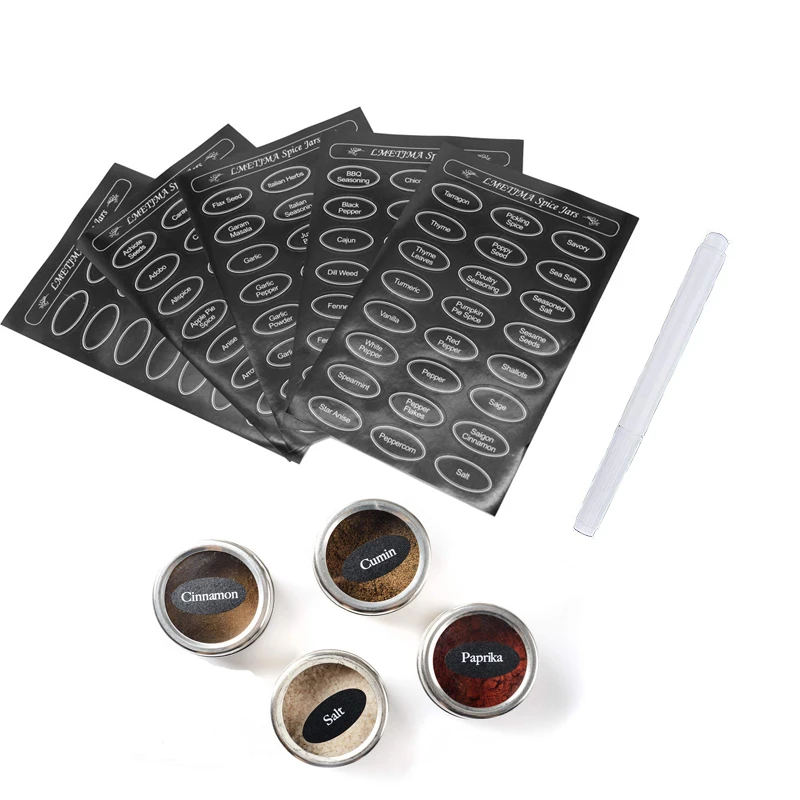 Spice Jar Labels with Chalkboard Pen for Pantry Mason Jars (5pcs/set)
