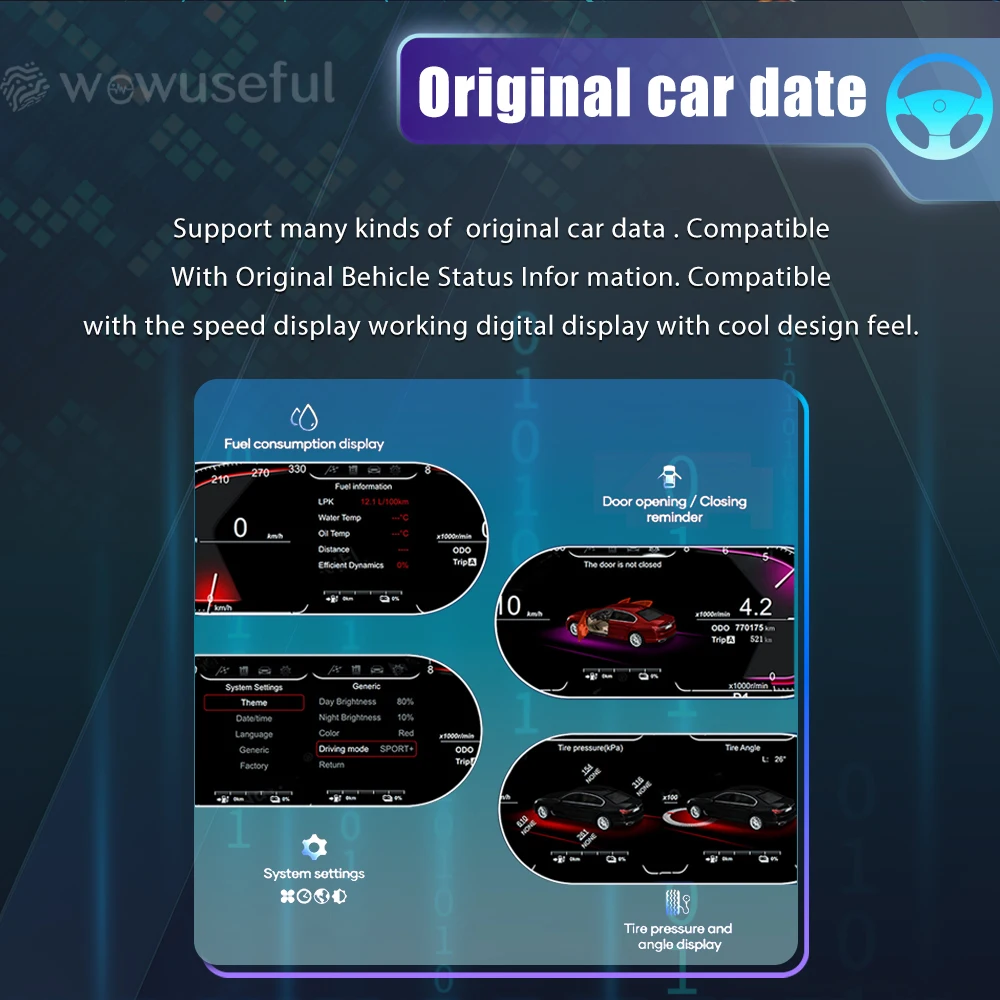 Digitales Kombiinstrument für BMW 3er Serie E90 E91 E92 Baujahre 2005-2012 Virtuelles Cockpit Tachometer Instrumententafel – Detail 7