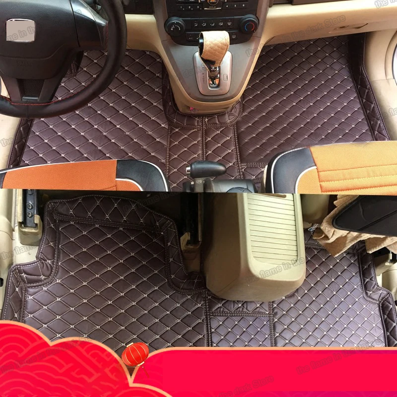 

leather car styling floor mats for honda crv cr-v 2007 2008 2009 2010 2011 2012 interior accessories covers saloon auto details