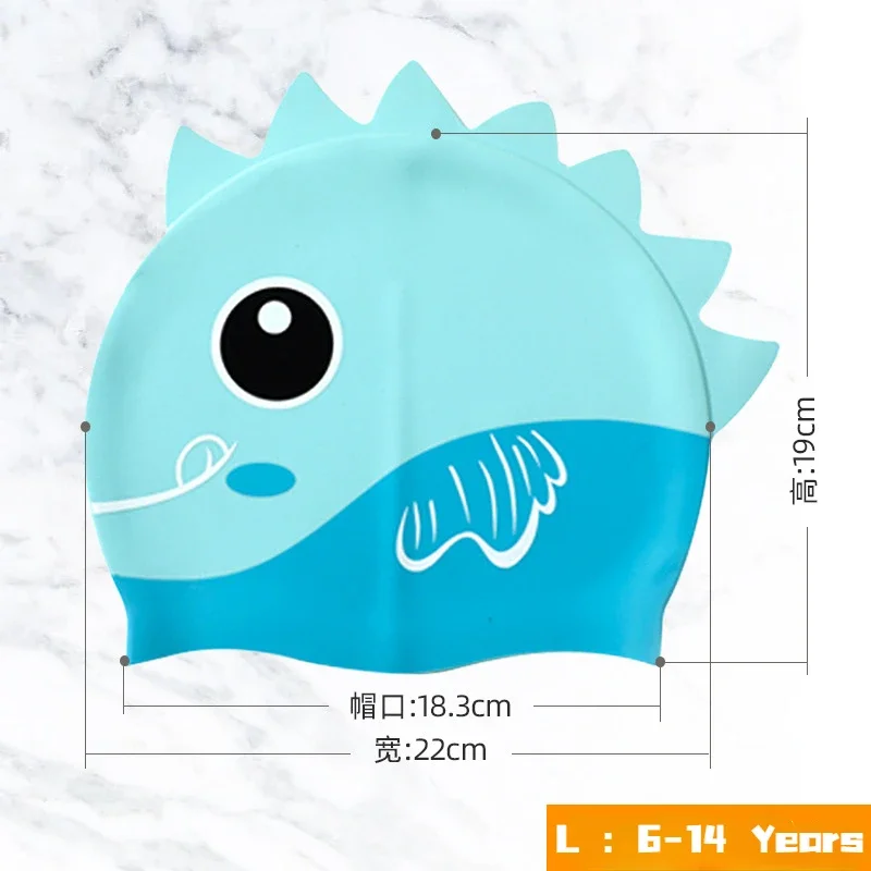 Simpatico cartone animato pesce Dino cuffia da nuoto in Silicone per bambini proteggi le orecchie cappello da bagno per ragazzi ragazze bambini accessori per piscina