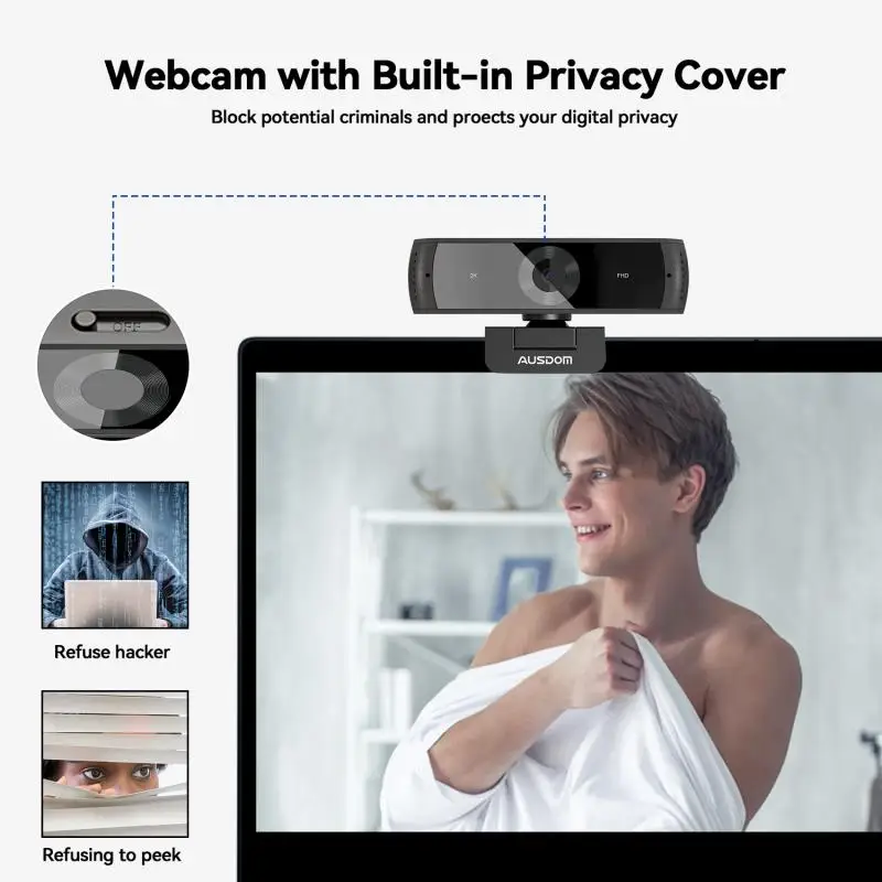 Ausdom Aw651s 2k Fhd Autofoco Computador Webcam 30fps Usb Câmera Web com Microfone e Privacidade Capa Streamcam para Computador Portátil - Imagem 6