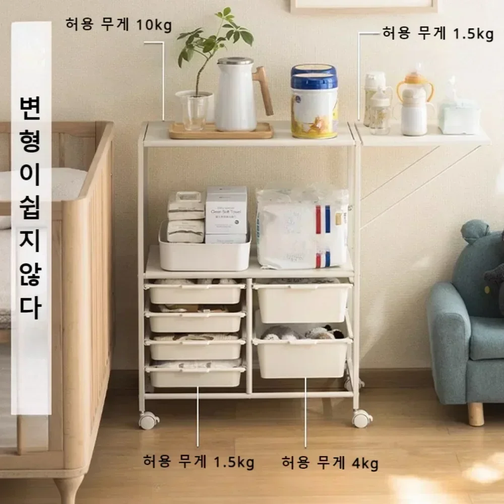 Kitchen Storage Trolley with Wheels Save Space Multi Functional Movable Handcart Cabinet Foldable Large Capacity Kitchen Island