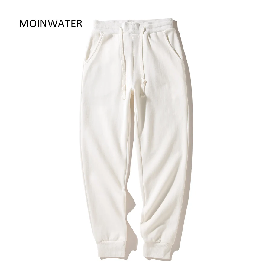 

MOINWATER Women New Grey Sweatpants Female White Casual Harem Pants Lady Solid Sporty Pockets Trousers for Spring Autumn MP2301