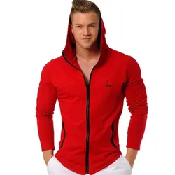 Men Cotton Zipper Hoodies Casual Fashion Sweatshirt Gym Fitness Bodybuilding Jacket Coats Male Autumn Tops Outerwear Clothing