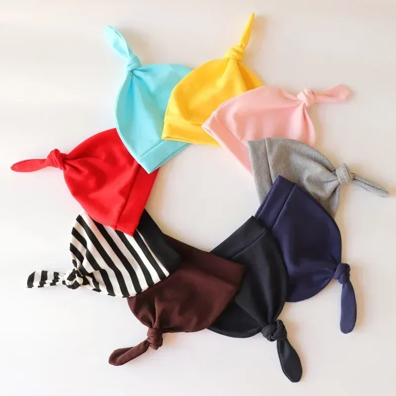 1PCS Handmade Knot Infant Hats Soft Skin-friendly Baby Girls Caps Fashion Newborn Headwear Clothing Decoration Mom Kids Gifts 2