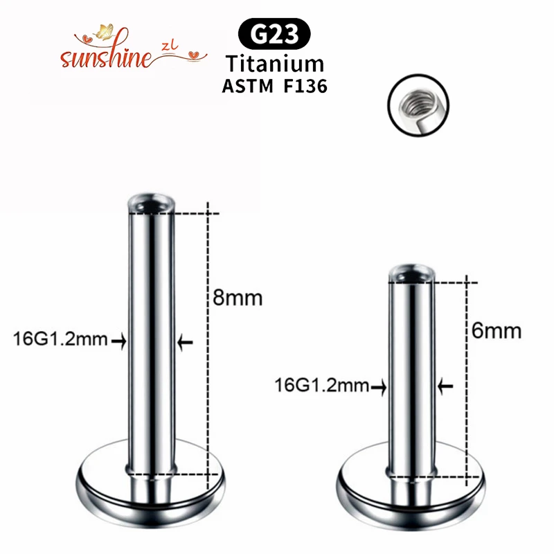 10Pcs G23 티타늄 스터드 귀걸이 립 Labret 피어싱 포스트 14G 16G 내부 스레드 Daith Tragus 딤플 링 헬릭스 액세서리