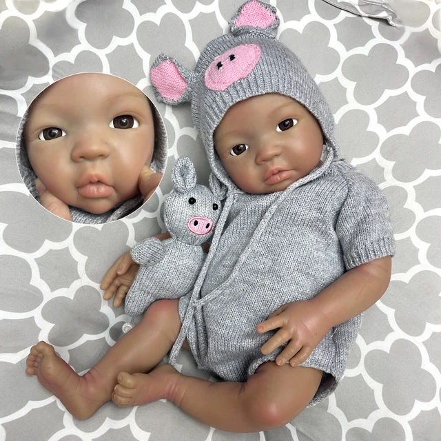 Poupées Reborn en silicone solide souple, peau foncée, bricolage Bebe Reborn  Butter, cadeau de Noël, 45cm - AliExpress