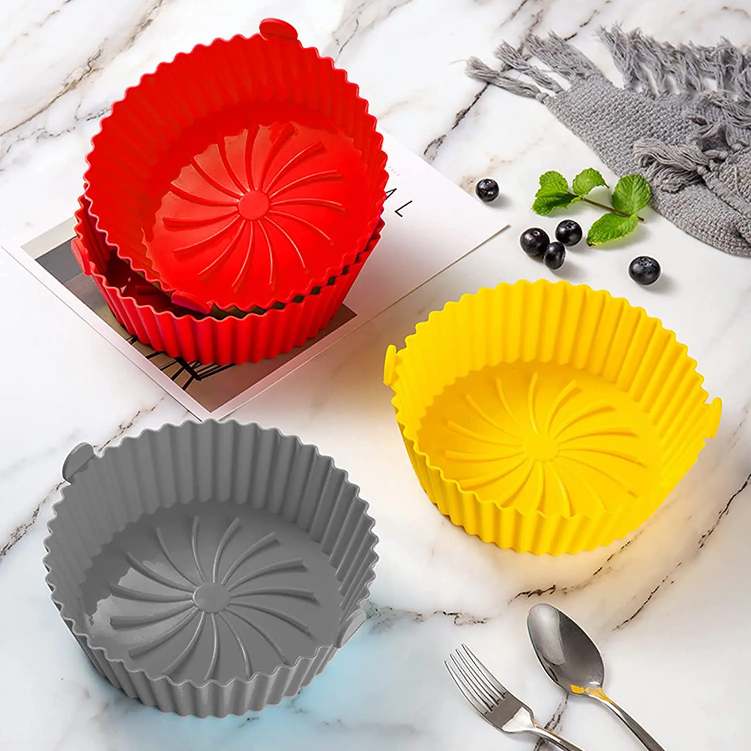 D2 2Pack 7.8Air Fryer Silicone Pot Replaces Flammable Liner Reusable Air  Frying Pan Oven Baking Accessories Circular Tray Round - AliExpress