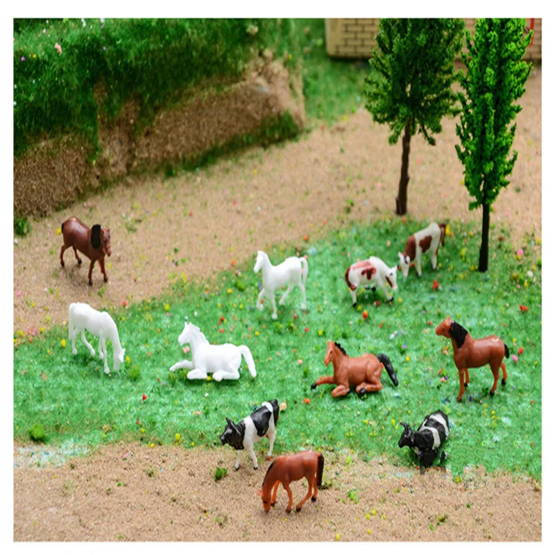 10PCS 1:87 HO Scale Miniature Farm Animals Painted Horses Model DIY Diorama Making Educational Toys Birthday Gift Collection - Image 2