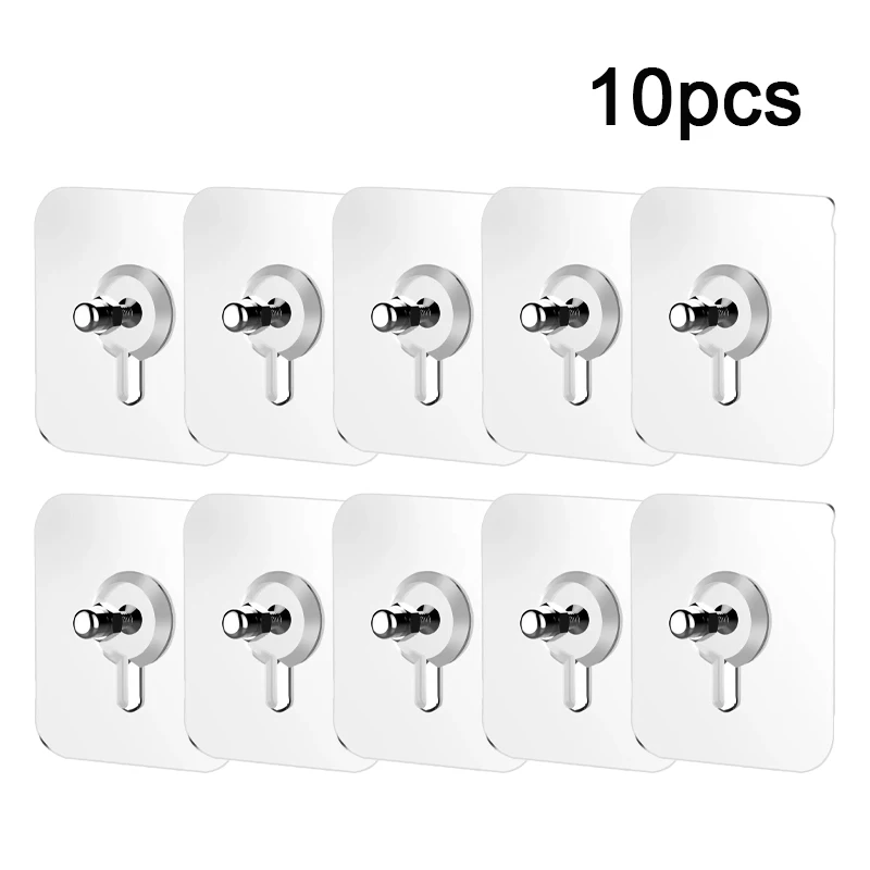 6-Piece Transparent Waterproof Adhesive Wall Hooks
