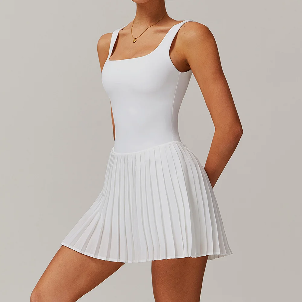 Yoga Set Naked Tennis Dress Women's Jumpsuit Bottom anti Glare Fitness Clothes Sports Running Pockets Pleated Skirt Sports Dress yoga set sports set sportswear set fitness set fitness jumpsuit fitness one piece wear