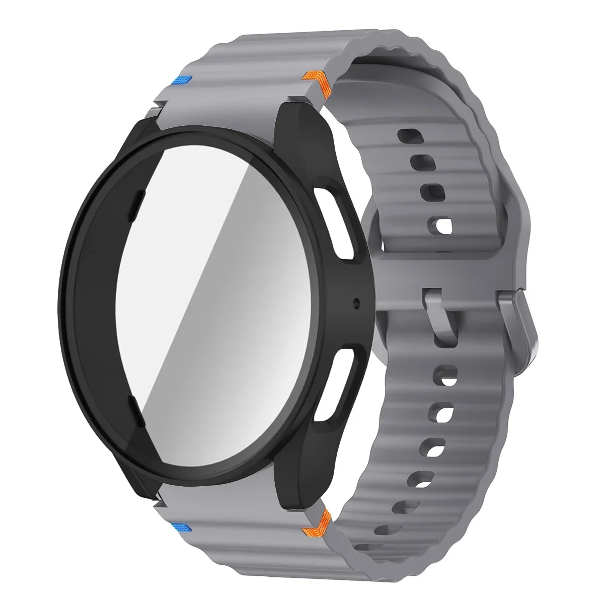 Enhanced Silicone Band and Bumper Case with Tempered Glass Screen Protector