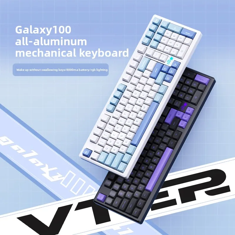 VTER Galaxy100 기계식 키보드 알루미늄 합금 키트 101키 핫 플러그 RGB 인체공학 유선/무선 DIY 게임 오피스 키보드