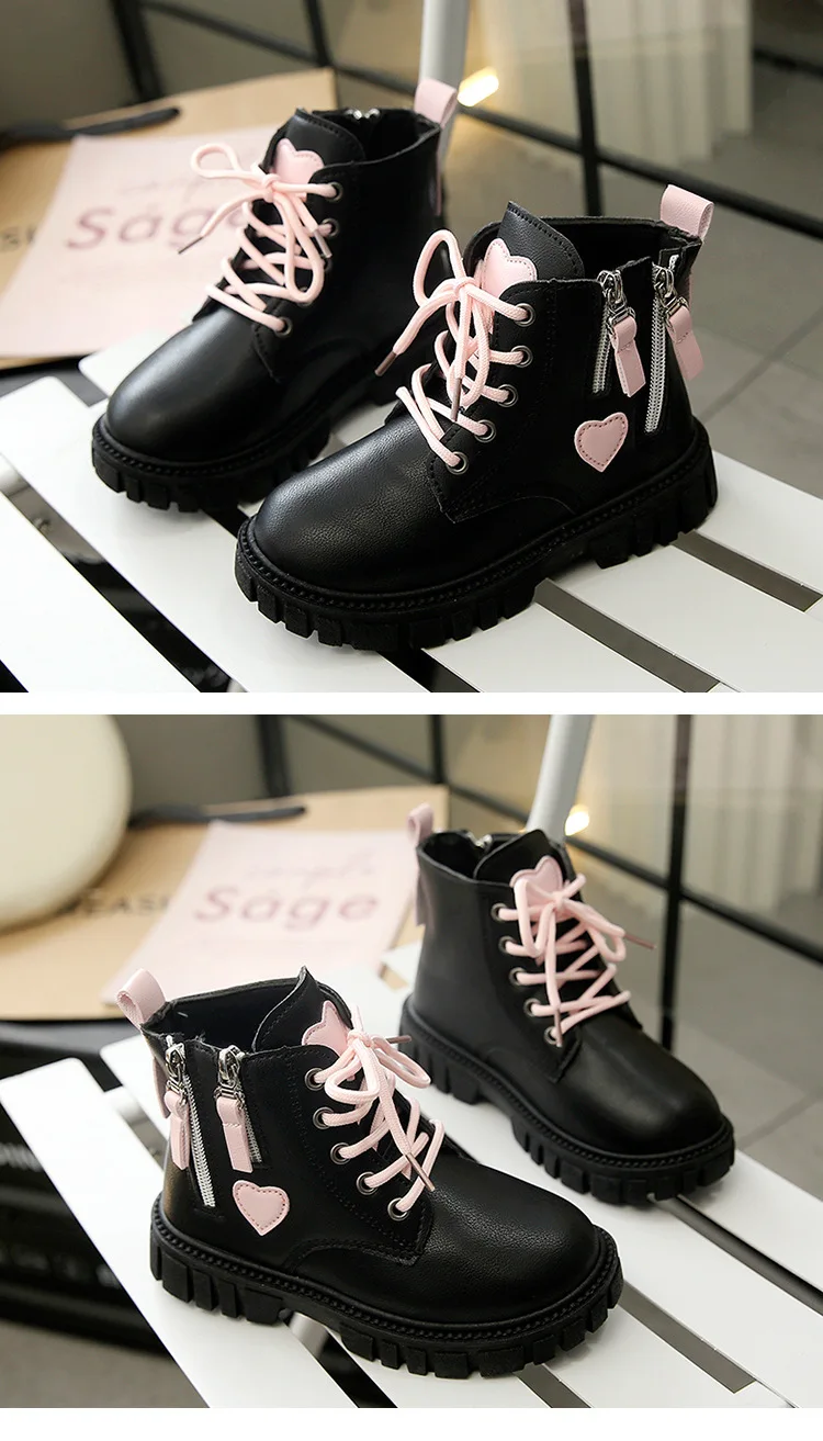Kinder Leder Stiefel Mädchen Mode Herbst Winter Neue Casual Bequeme Kurze Stiefel Warme Kinder Vielseitige Anti-slip Baumwolle Stiefel – Detail 11