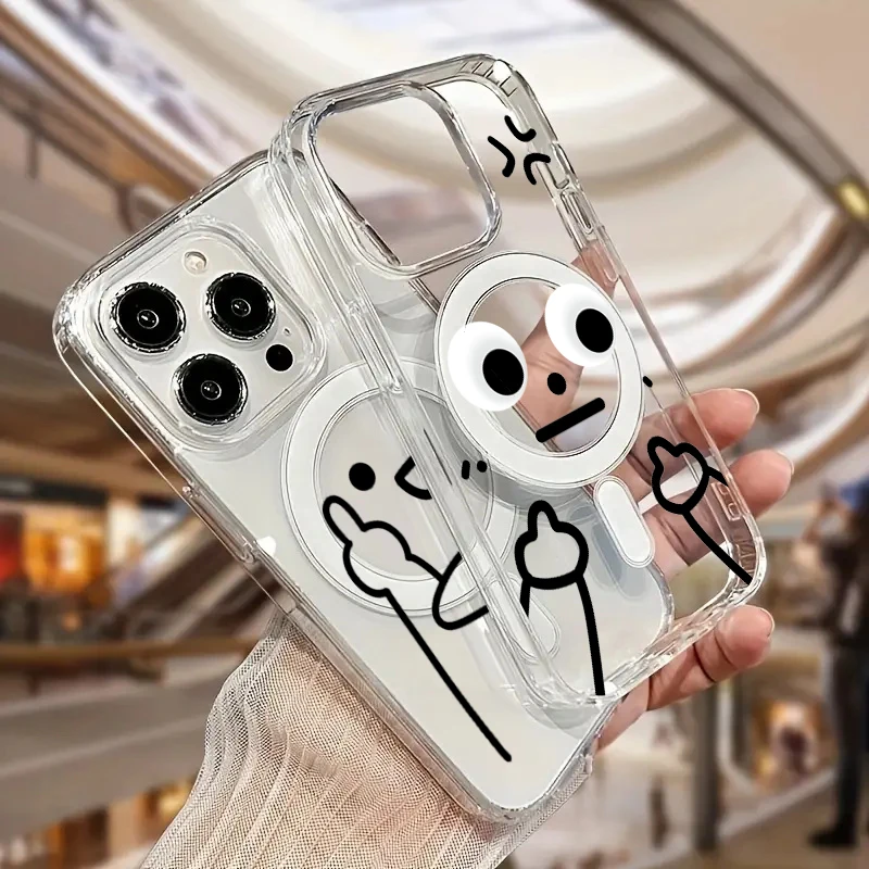 Transparent Magnetic Phone Case with Matchstick Design - Clear and Stylish Protection