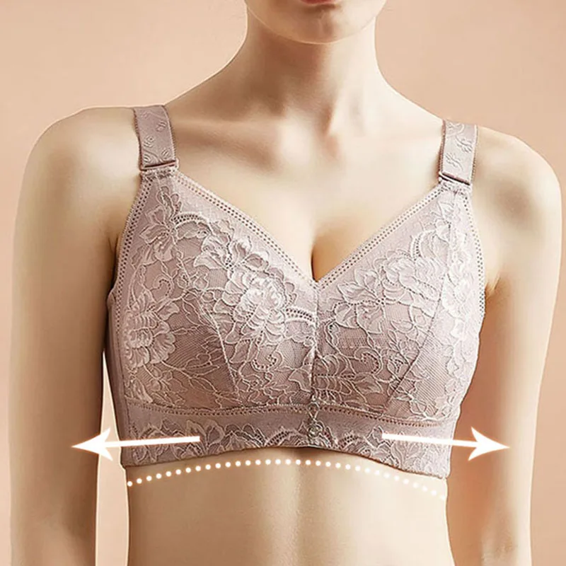 Sexy Lingerie comfortable gathered together large chest show small women's  lace Ultra-thin cup no steel ring push up bra