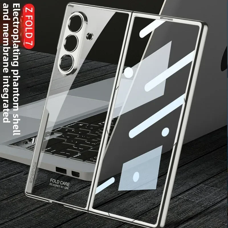 Sleek Transparent Hard PC Electroplated Frame Phone Cover with Screen Protector