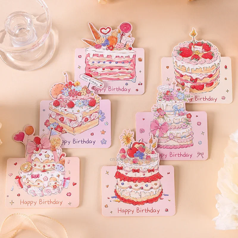 10PCS Happy Birthday Card Birthday Greeting Card Dream Cake Kids Birthday Party Invitations Postcards Xmas Valentines' Day Gift