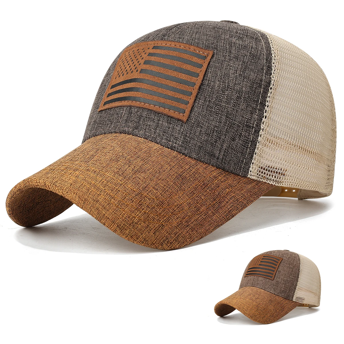 Gorra de béisbol con parche de logotipo americano, gorra de malla para mujer, gorra de pico de pato con velcro para hombre, para actividades al aire libre