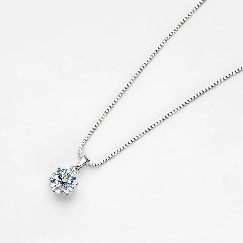 Pendant Necklace Silver Necklace Moissanite Necklace 1 Carat Real Moissanite Pendant Necklace 925 Sterling Silver For Women