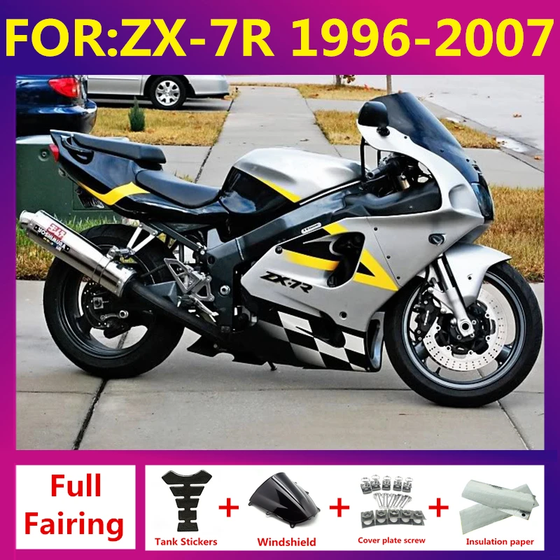 

fairings Kit fit For KAWASAKI NINJA ZX 7R 7 R 750 ZX7R 96 97 98 99 00 01 02 03 ZX-750 1998 2003 full Fairing set silver black