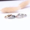 TIGRADE 3mm Black Rose Gold Titanium Ring Women Cubic Zirconia Engagement Rings Eternity Wedding Band Trendy Silver Color 3