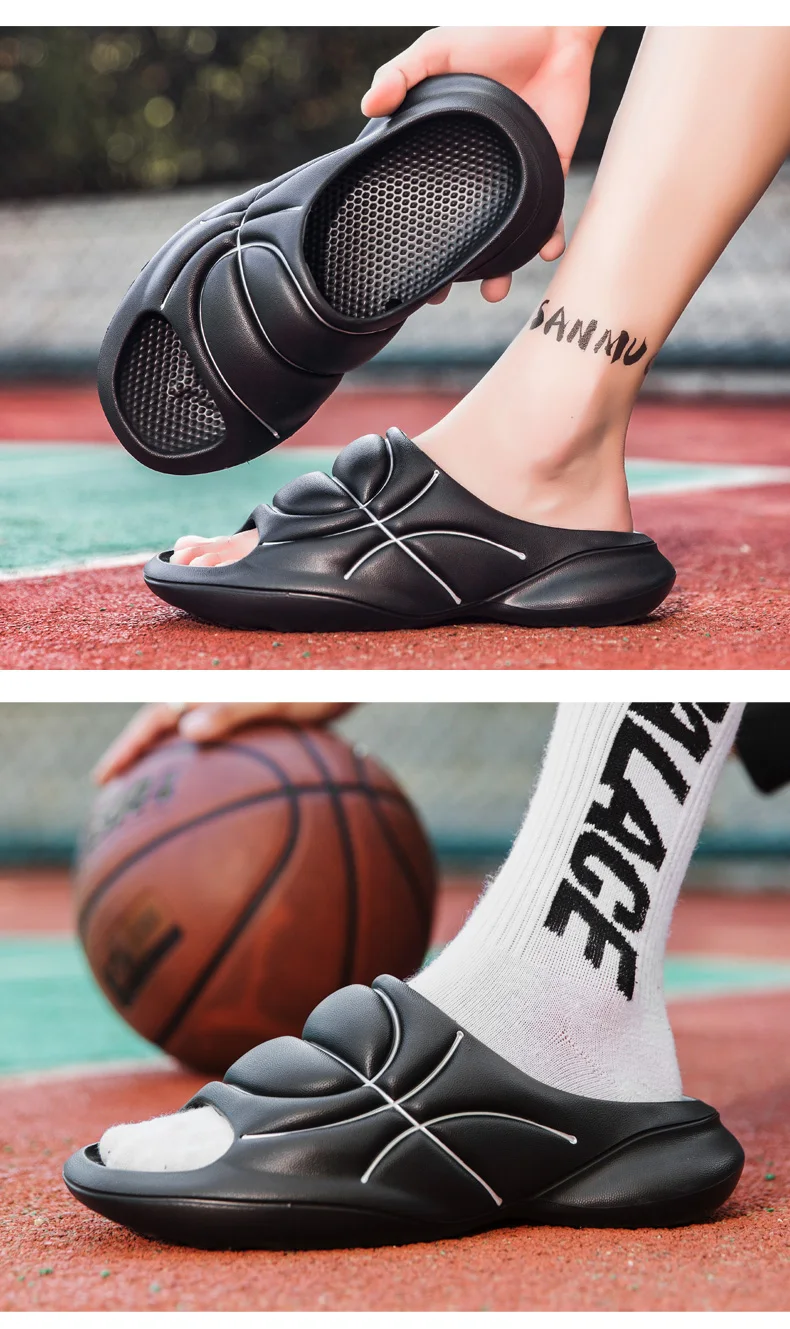 Basketball Style Slides: Thick Soft Sole Men's Home Slippers - true deals club