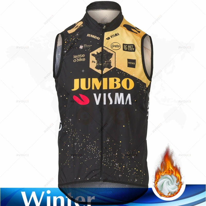 Jumbo Visma Winter Thermal Fleece Gilet Da Ciclismo Unisex Senza Maniche Gilet Da Bicicletta Gilet Caldo Mtb Road Bike Top Maglia Calda