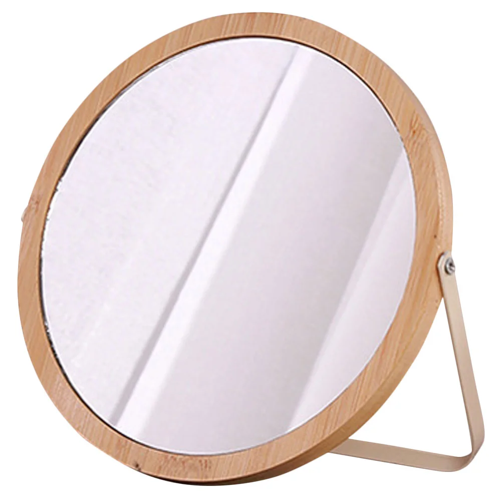 

Folding Mirror Wooden Table Mirrors Simple Desktop with Stand Dresser Portable Vanity Tabletop