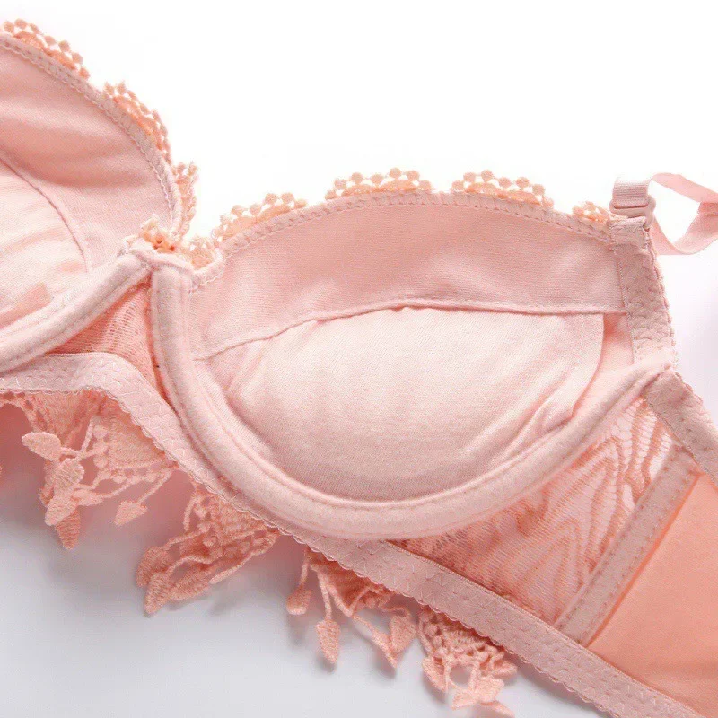 Women's Sexy Lace Gather Bra Plus Size Lace Bralette Breathable with Padded Underwire Unlined Bra Underwear 6