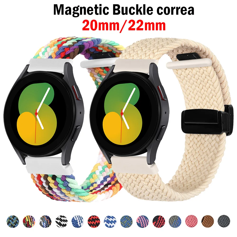 

20mm 22mm Braided Solo Loop Strap for Samsung Galaxy Watch 5/4 44mm 40mm/5 Pro 45mm Nylon Bracelet Watch 4 Classic 46 42mm Band