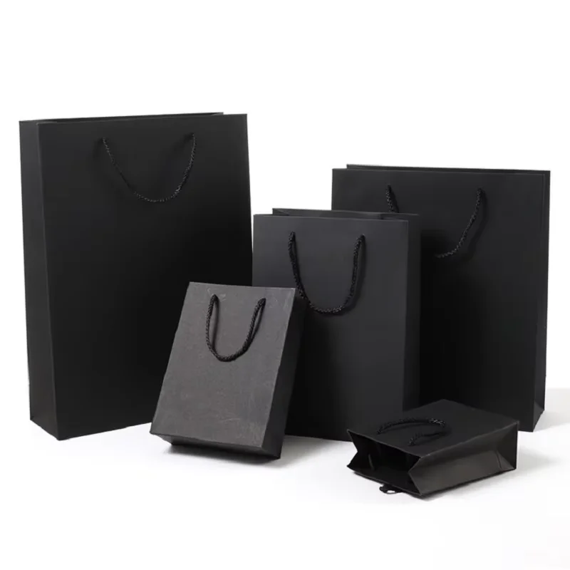 Black Gift Bags With Handles 20/30PCS Small Kraft Paper Bags For Wedding Party Birthday Business Shopping Bags