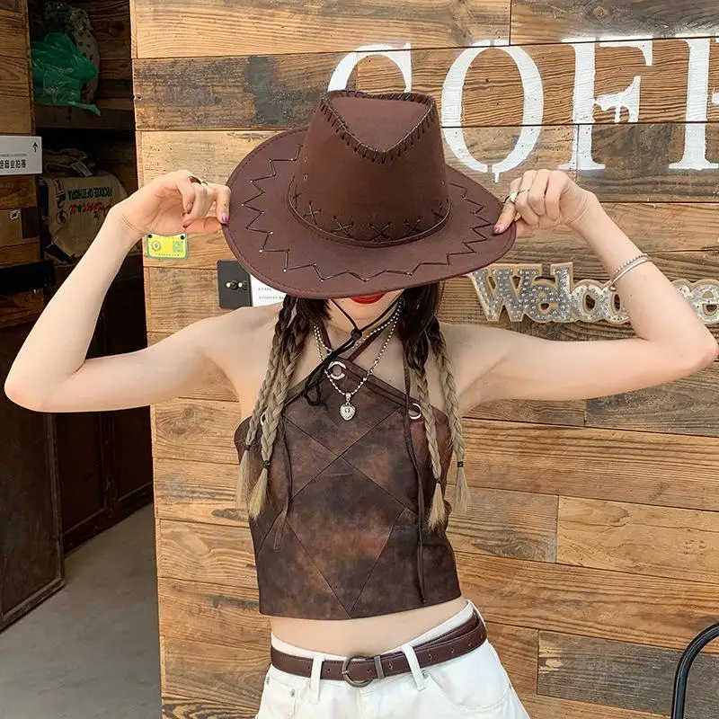 Western Style Suede Cowboy Hat - Unisex Fancy Dress Accessory