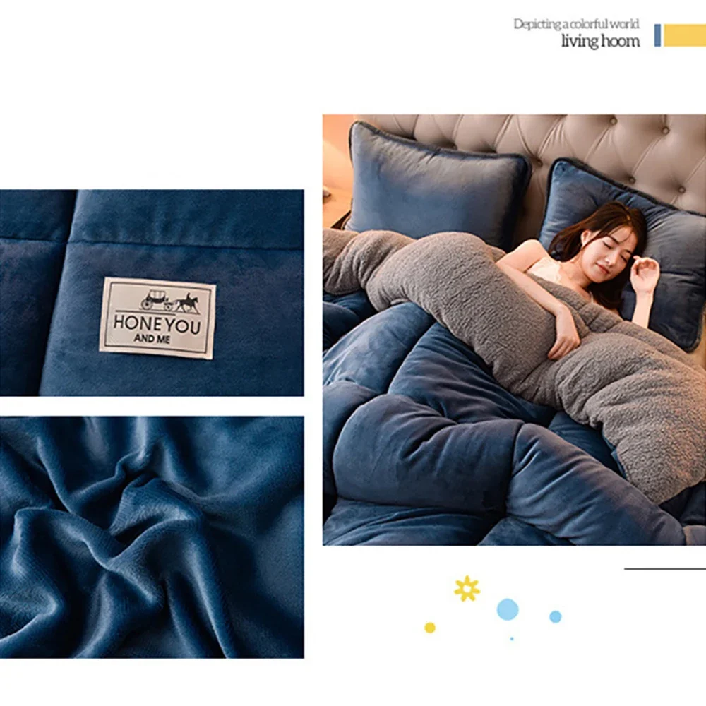 Winter blanket comforter set Double-sided Velvet Quilt Very Warm Winter Duvet Lamb Cashmere Wool Quilt Thicken Blanket Comforters Core for Double Bed