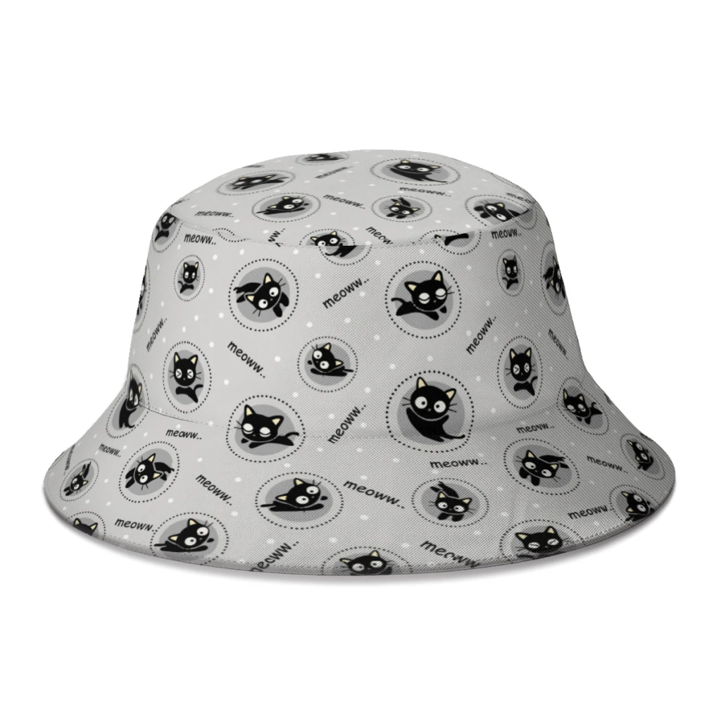 Meoww Cat Cats Cute Meow Cappello Da Pescatore Per Donna Uomo Adolescente Pieghevole Bob Cappelli Da Pescatore Panama Cap Streetwear