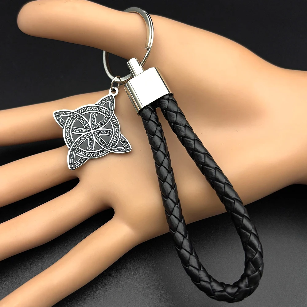 Hexerei Hexenknoten Schlüsselanhänger für Damen Herren Edelstahl Silber Farbe Slawischer Schutz Amulett Schlüsselanhänger Schmuck – Detail 7